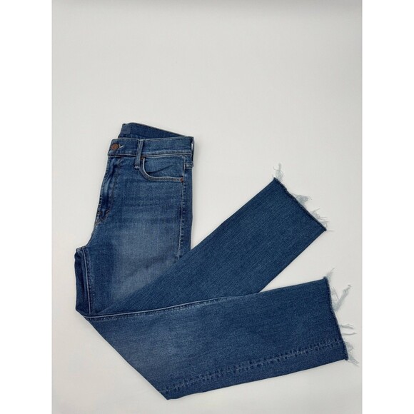 Mother Dazzler Ankle Fray Jeans Women's 26 Blue Denim Raw Hem 5-Pockets Outdoor